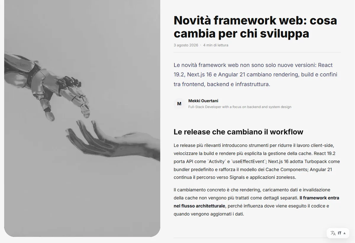 A new post written by Perseo, in the same visual style as the site